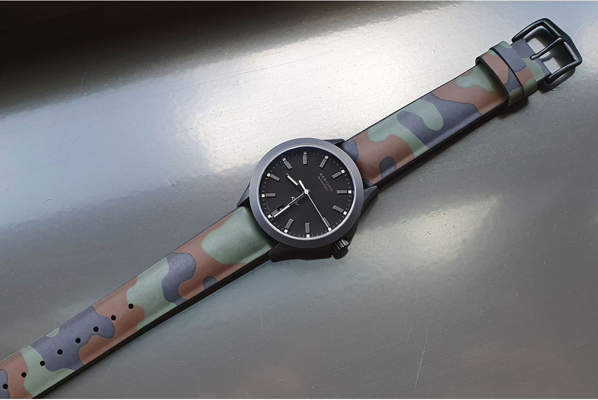 Camouflage John HIRSCH natural rubber watch bracelet