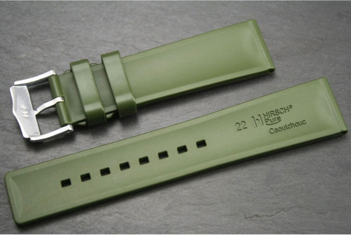 Military Green Pure HIRSCH natural rubber watch bracelet