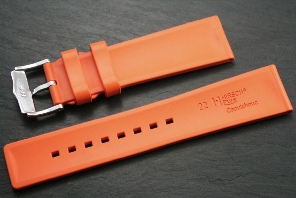 Bracelet montre HIRSCH Pure en caoutchouc naturel Orange
