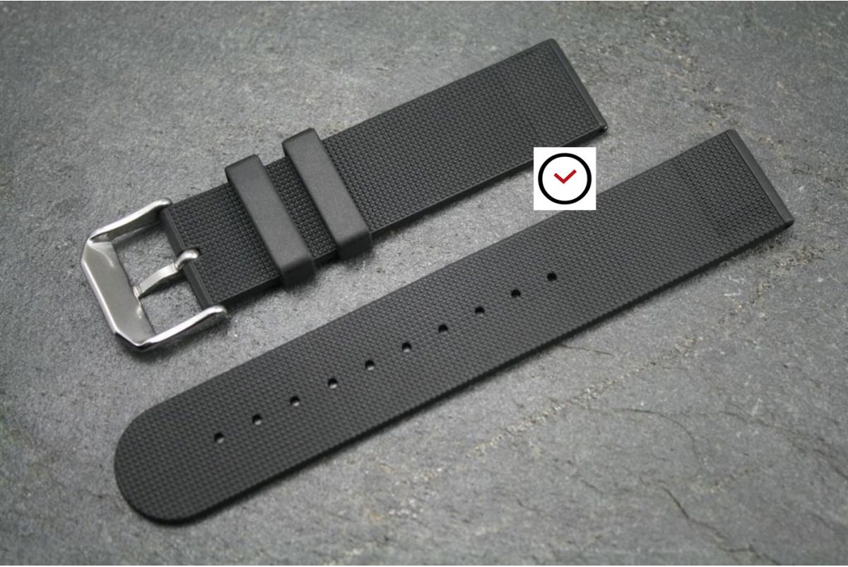 Black Classic natural rubber watch strap