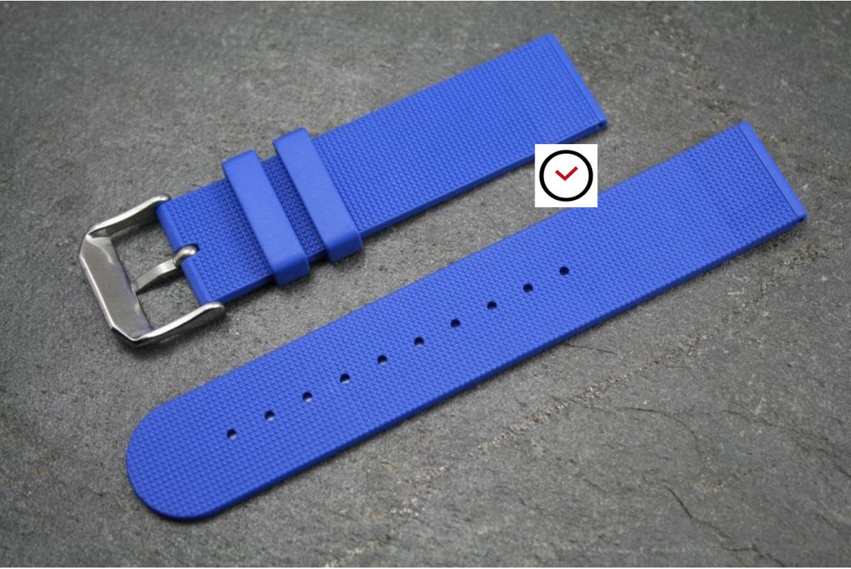 Bracelet montre caoutchouc naturel Classique Bleu Roi