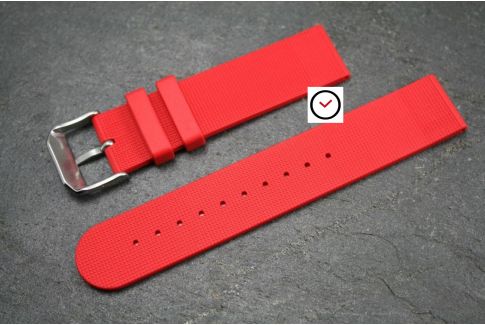 Red Classic natural rubber watch strap