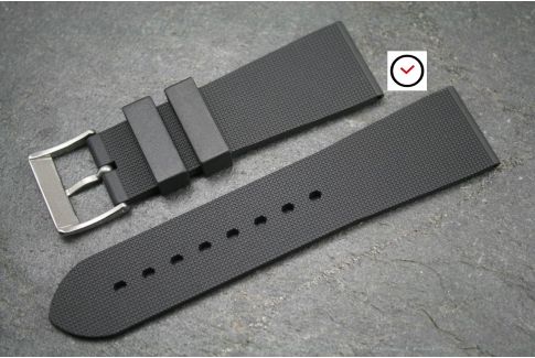 Black natural rubber casual watch strap