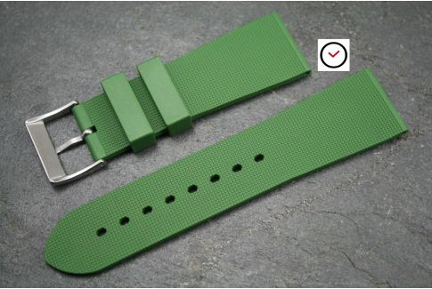Bracelet montre caoutchouc naturel Sport Vert Kaki (Militaire)