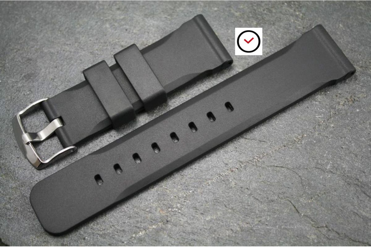 Black Technical natural rubber watch strap