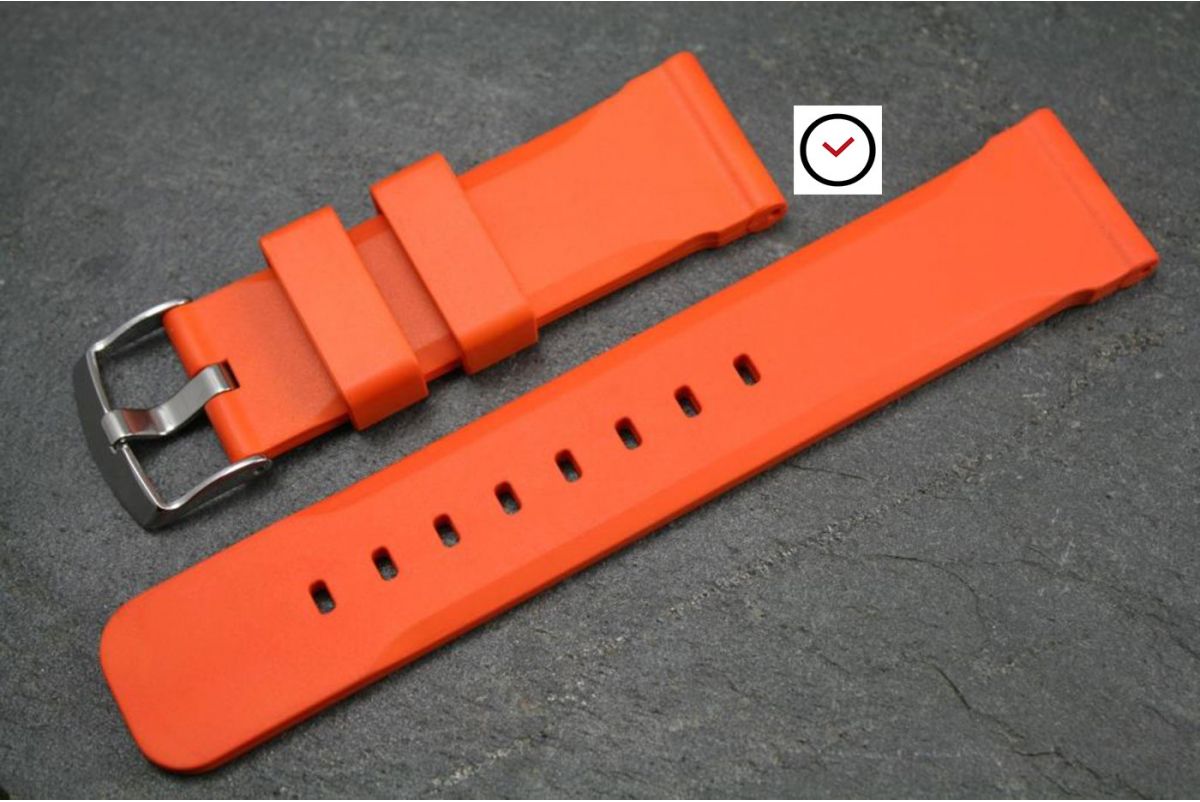 Orange Technical natural rubber watch strap