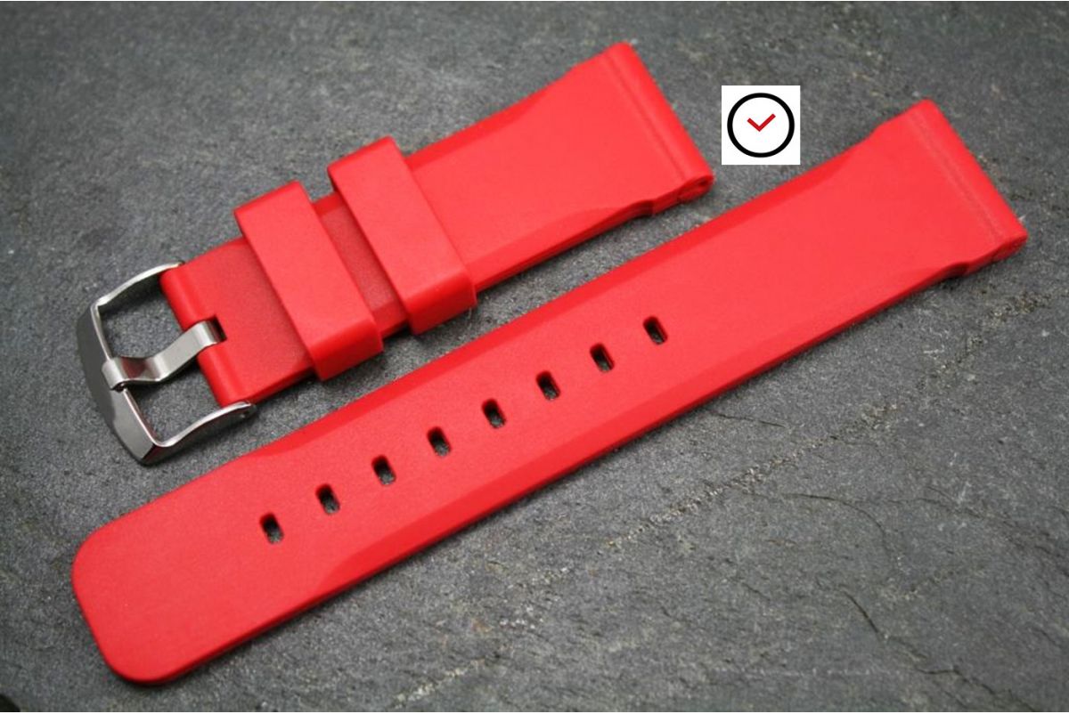Red Italian rubber casual watch strap, perfect fo Seiko