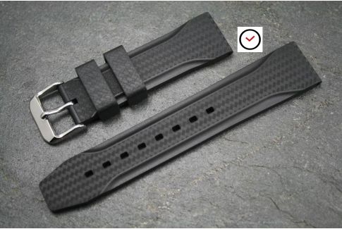 Bracelet montre caoutchouc naturel Technique Noir Carbone