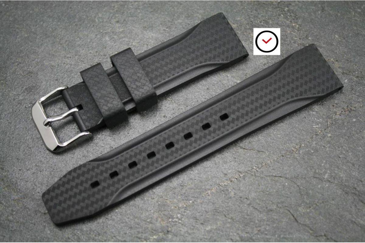 Black Carbon Italian rubber casual watch strap (perfect for Seiko)