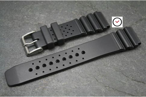 Black Diver natural rubber watch strap