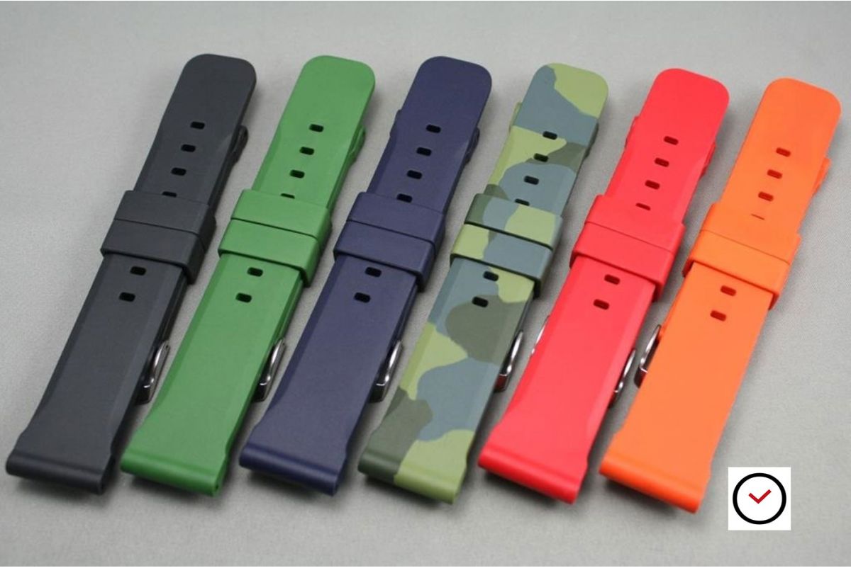 Kaki (Military / Army Green) Technical natural rubber watch strap