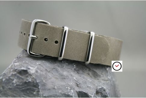 Vintage Grey leather G10 NATO strap