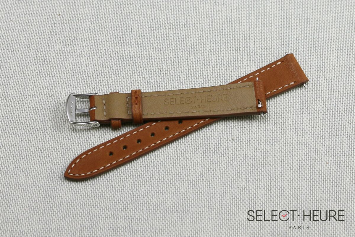 Bracelet montre veau haut de gamme SELECT-HEURE Marron Gold pour femmes, pompes rapides (interchangeable)