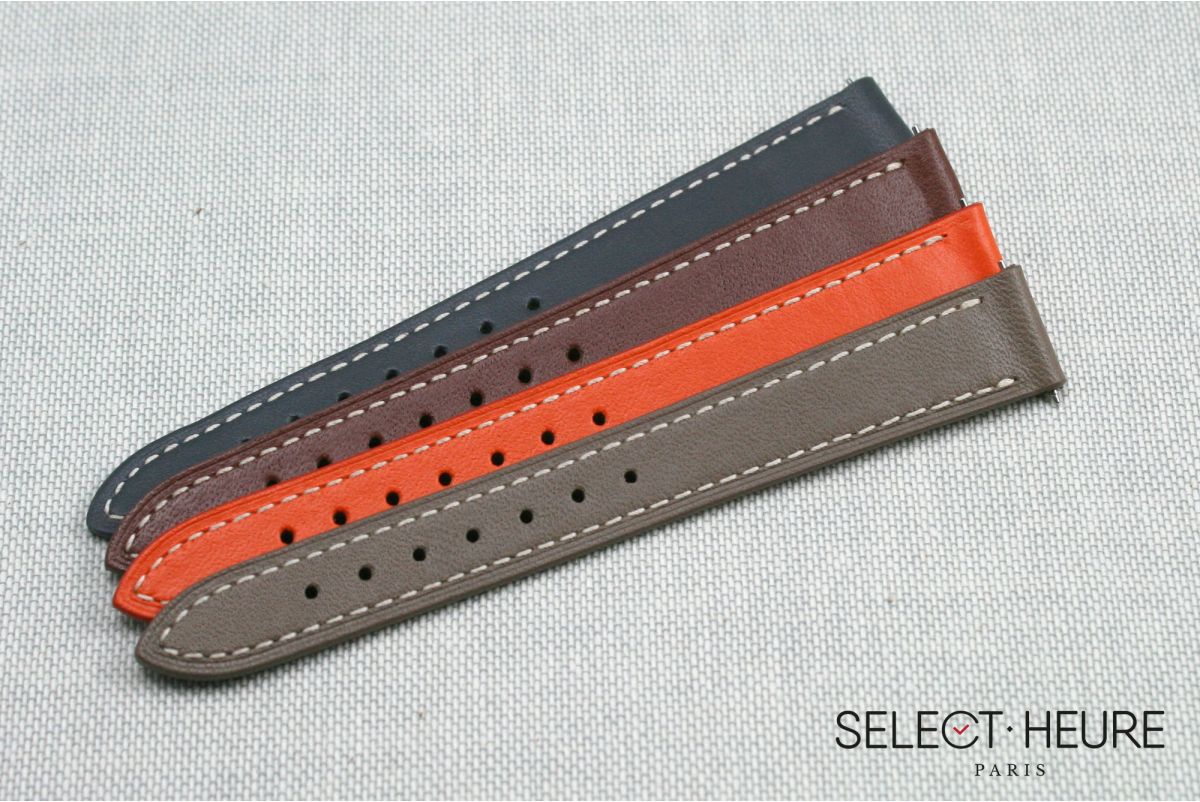 Bracelet montre cuir SELECT-HEURE Orange pour femmes, pompes rapides (interchangeable)