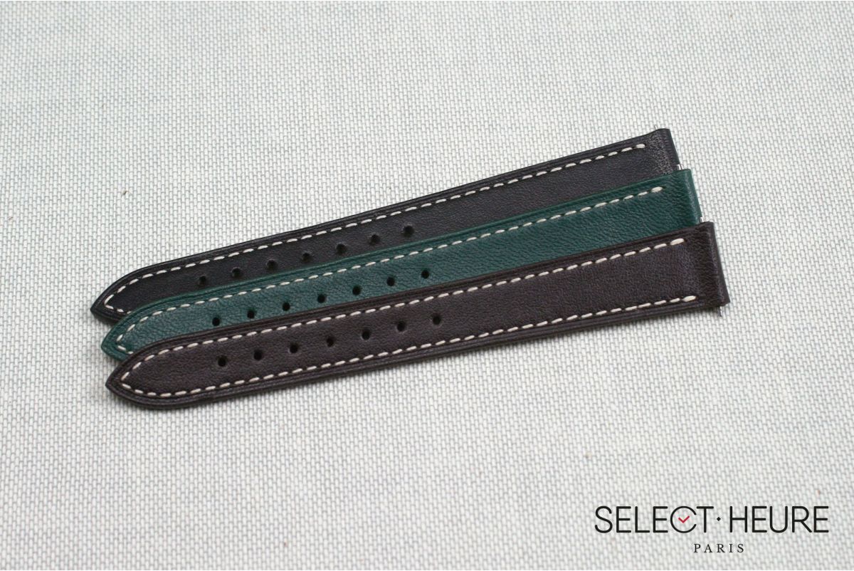 Bracelet montre cuir SELECT-HEURE Vert Anglais pour femmes, pompes rapides (interchangeable)