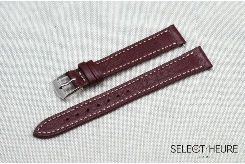 Burgundy SELECT-HEURE women leather watch strap, quick release spring bars