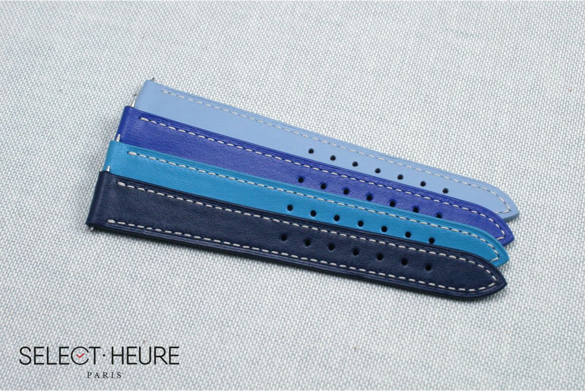 Bracelet montre cuir SELECT-HEURE Bleu Marine pour femmes, pompes rapides (interchangeable)