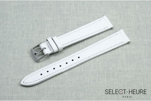 Bracelet montre cuir SELECT-HEURE Blanc pour femmes, pompes rapides (interchangeable)
