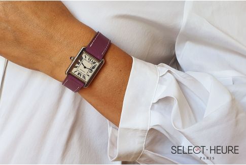 Bracelet montre cuir SELECT-HEURE Violet pour femmes, pompes rapides (interchangeable)