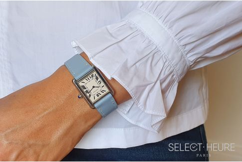 Bracelet montre cuir SELECT-HEURE Bleu Clair pour femmes, pompes rapides (interchangeable)