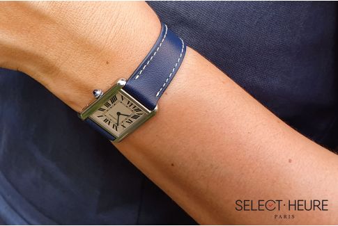 Bracelet montre cuir SELECT-HEURE Bleu Marine pour femmes, pompes rapides (interchangeable)