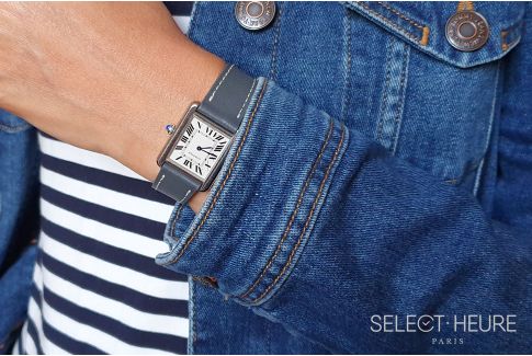 Bracelet montre cuir SELECT-HEURE Gris pour femmes, pompes rapides (interchangeable)