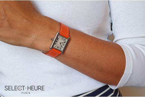 Bracelet montre cuir SELECT-HEURE Orange pour femmes, pompes rapides (interchangeable)