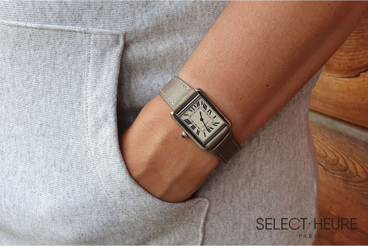 Bracelet montre cuir SELECT-HEURE Taupe pour femmes, pompes rapides (interchangeable)