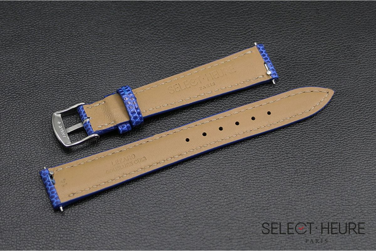 Royal Blue genuine lizard SELECT-HEURE women watch strap, quick release spring bars