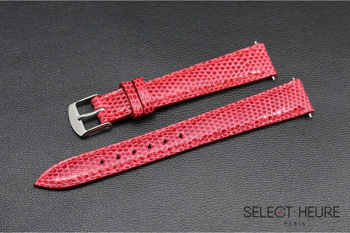 Bracelet montre Lézard véritable SELECT-HEURE Rouge pour femmes, pompes rapides (interchangeable)