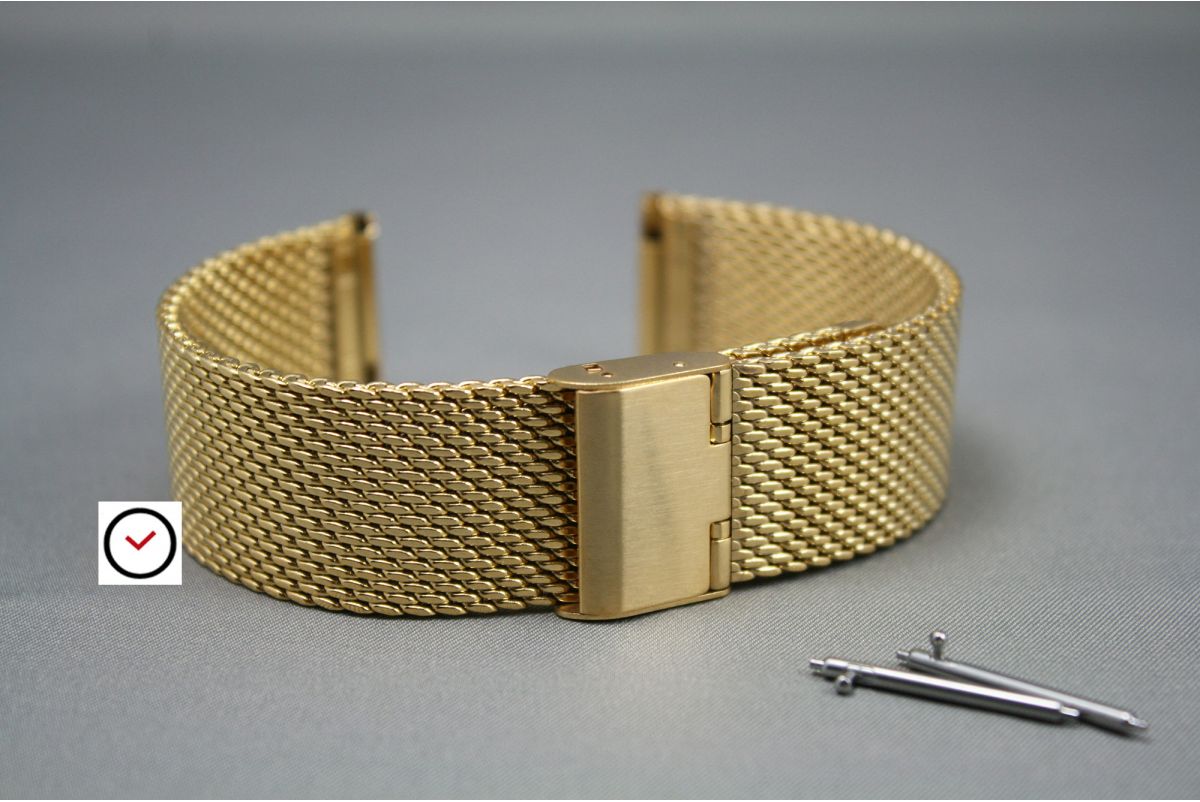Yellow Gold stainless steel MESH watch strap (milanese) with quick release spring bars -  18, 20, 22 or 24 mm width