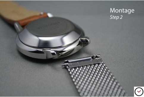 Bracelet montre MESH (maille milanaise) Or Jaune interchangeable avec pompes rapides à ergots (barrettes presto, flash)