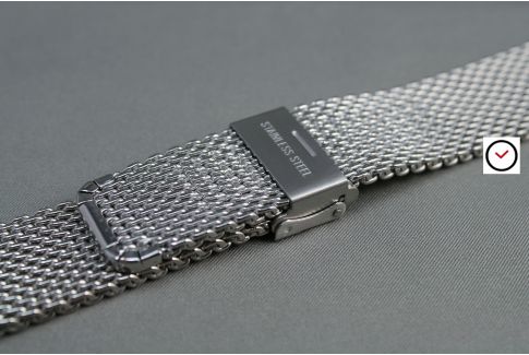 Stainless steel MESH watch strap (milanese) -  18, 20, 22 or 24 mm width - adjustable length and security clasp