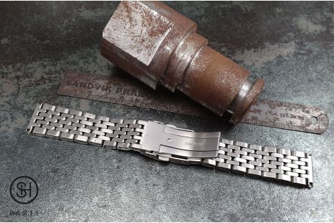 Bracelet montre Vintage "Perles de Riz" dit "Beads of Rice" en acier inox massif, boucle déployante avec sécurité (18, 20 ou 22 