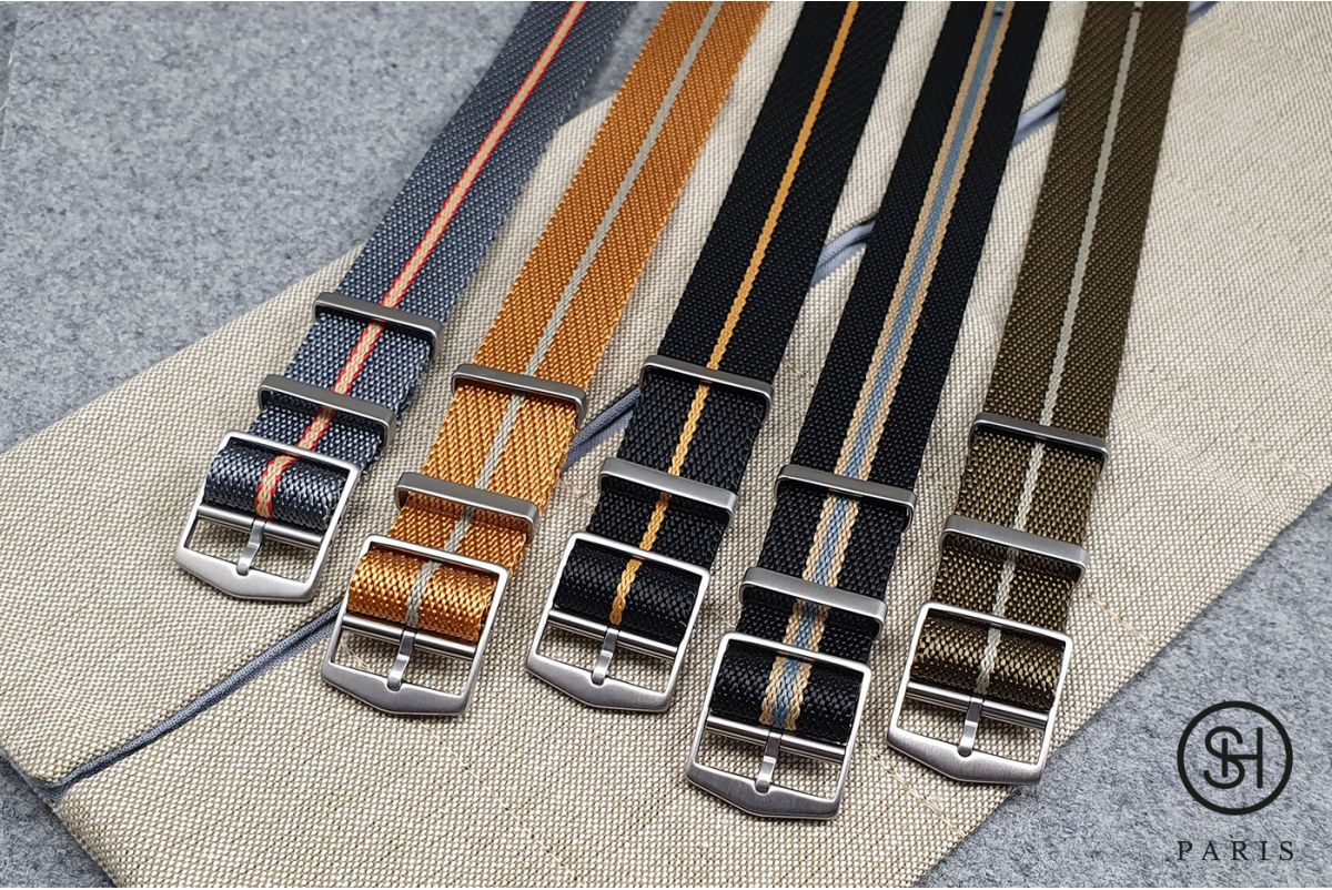 Grey Red Sand adjustable Serge SELECT-HEURE nylon watch strap