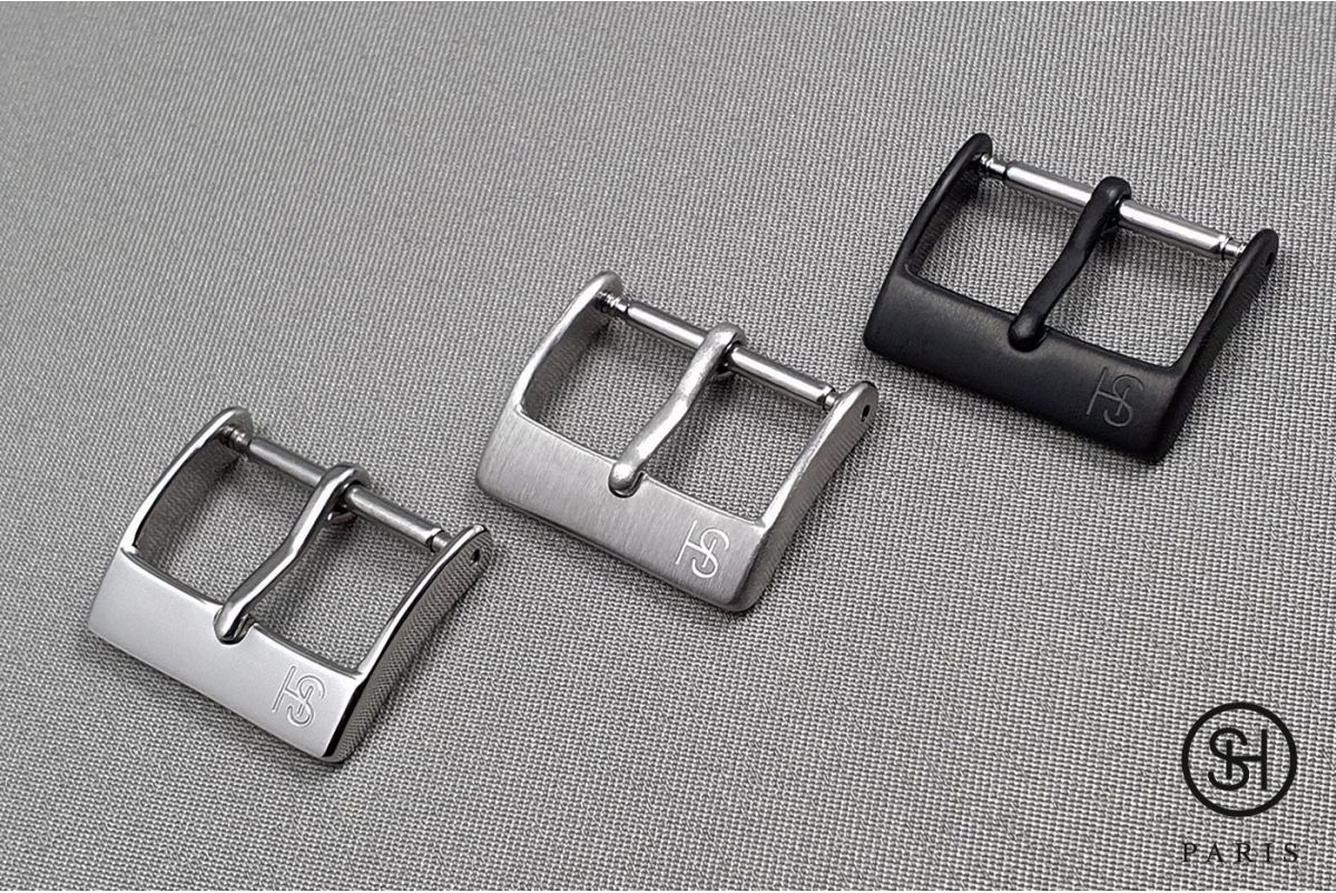 SELECT-HEURE watch strap buckle, shiny polished stainless steel