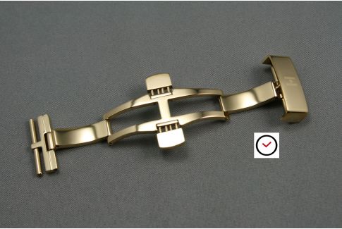HIRSCH pusher deployment buckle (butterfly), gold stainless steel