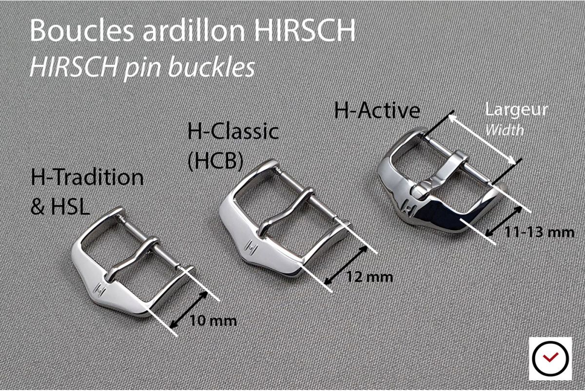 Boucle ardillon HIRSCH H-Active acier inox poli pour bracelet montre