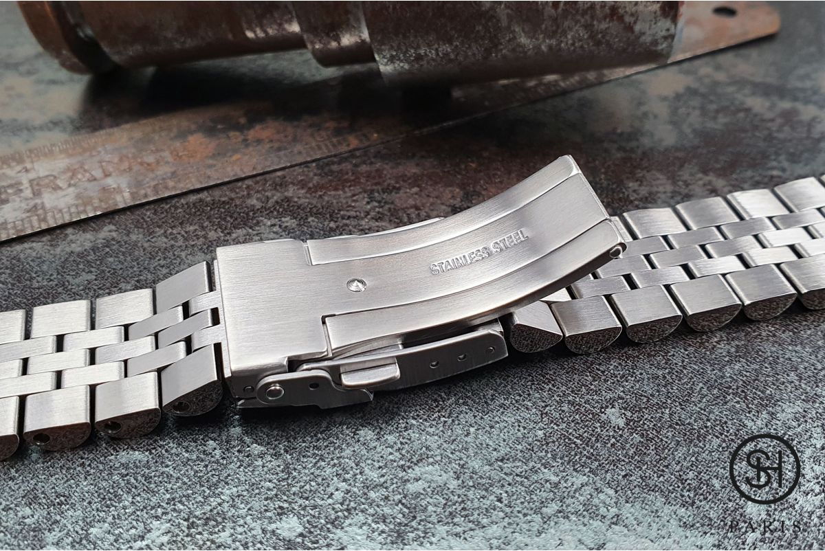Bracelet montre Super Oyster pour Seiko SKX en acier inox massif, boucle déployante massive avec sécurité