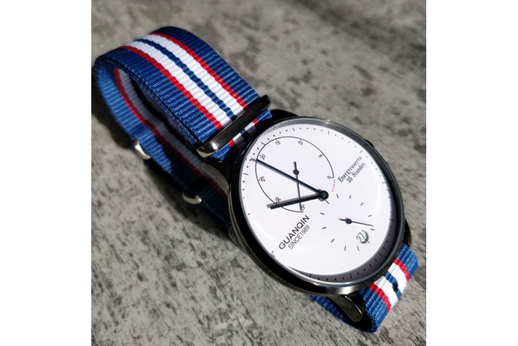 Bracelet montres nylon, Bleu Blanc (Daniel