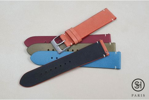 Tangerine Orange Vintage SELECT-HEURE leather watch strap with quick release spring bars (interchangeable)