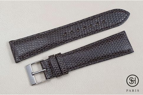 Bracelet montre cuir Lézard véritable SELECT-HEURE Marron foncé