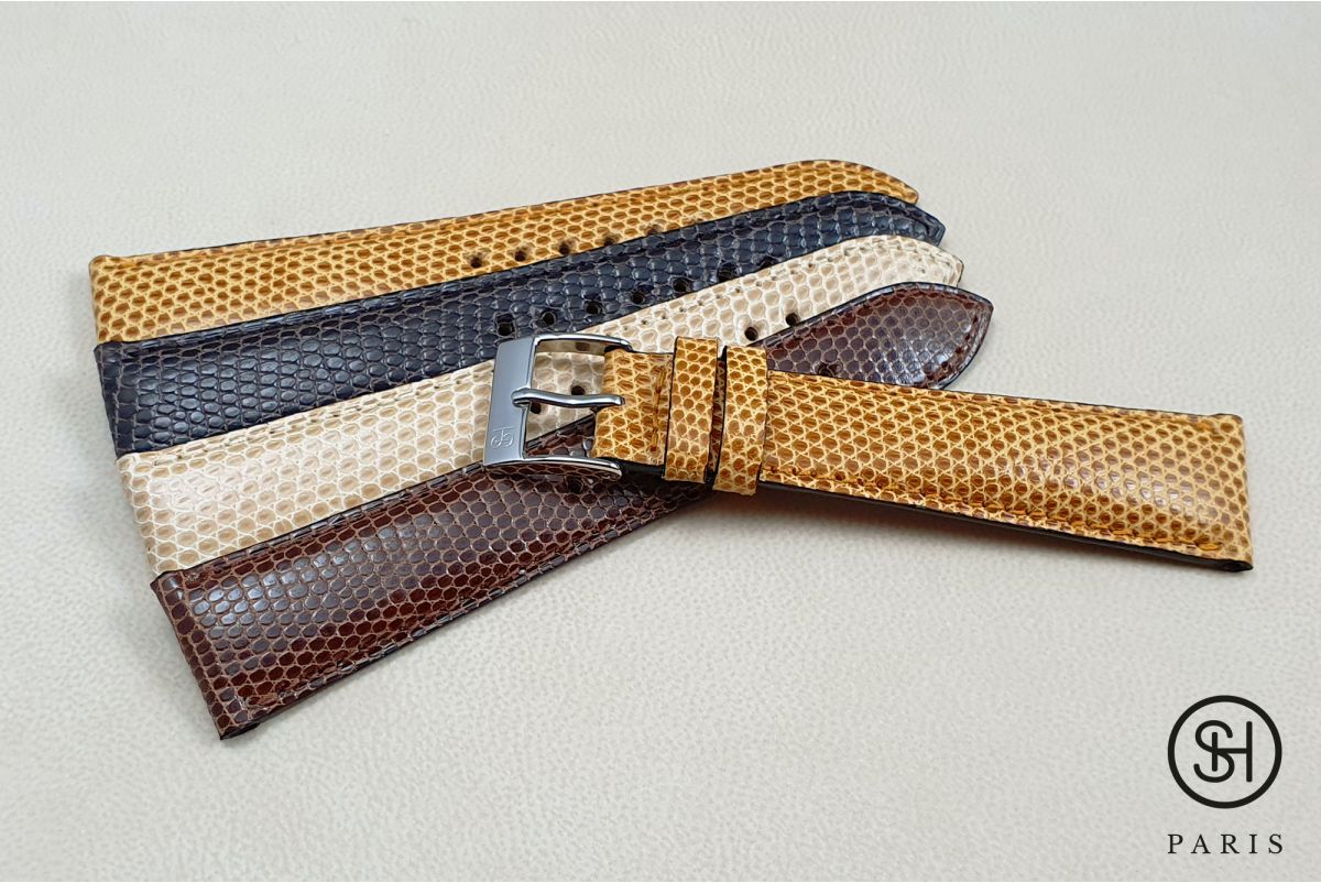 Bracelet montre cuir Lézard véritable SELECT-HEURE Châtaigne