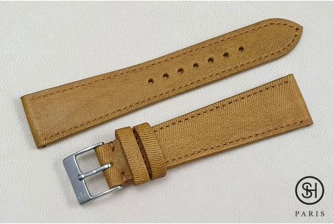Ochre Denim SELECT-HEURE leather watch strap, hand-made in Italy