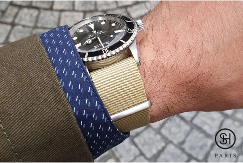Sandy Beige G10 NATO strap, brushed buckle and loops