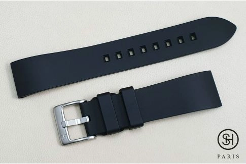 Black Essential SELECT-HEURE FKM rubber watch strap, quick release spring bars (interchangeable)