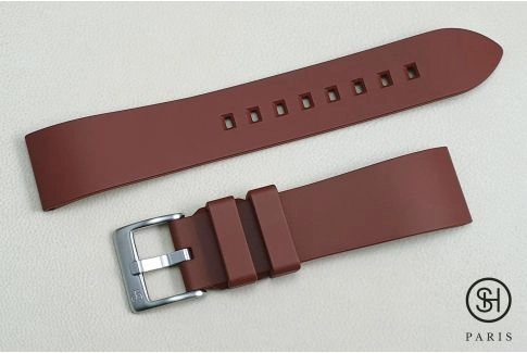 Brown Essential SELECT-HEURE FKM rubber watch strap, quick release spring bars (interchangeable)