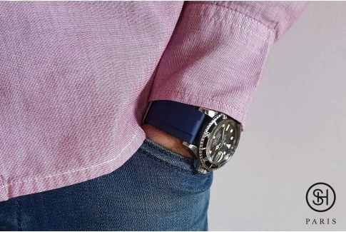 Bracelet montre caoutchouc FKM SELECT-HEURE Sport Bleu Marine, montage pompes rapides (interchangeable)