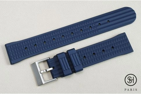 Bracelet montre caoutchouc FKM SELECT-HEURE Waffle ("Gaufré") Bleu Nuit, montage pompes rapides (interchangeable)
