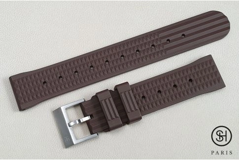 Chocolate Brown Waffle SELECT-HEURE FKM rubber watch strap, quick release spring bars (interchangeable)